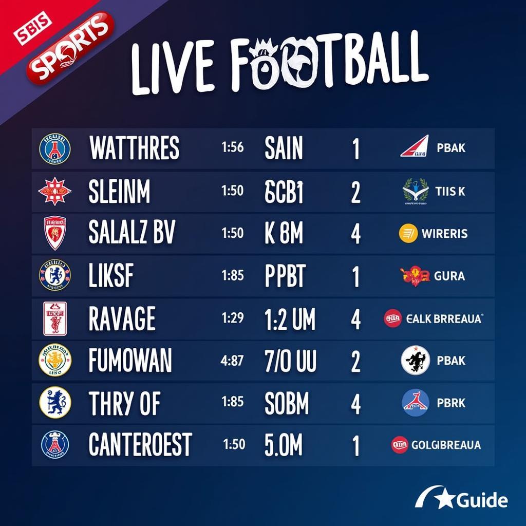 Sky Sports TV Guide Showing Live Football Schedule