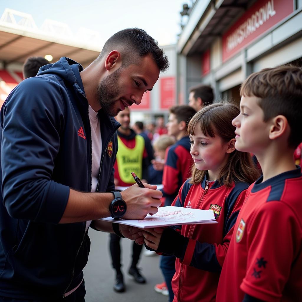 Star Football Player Signing Autograph