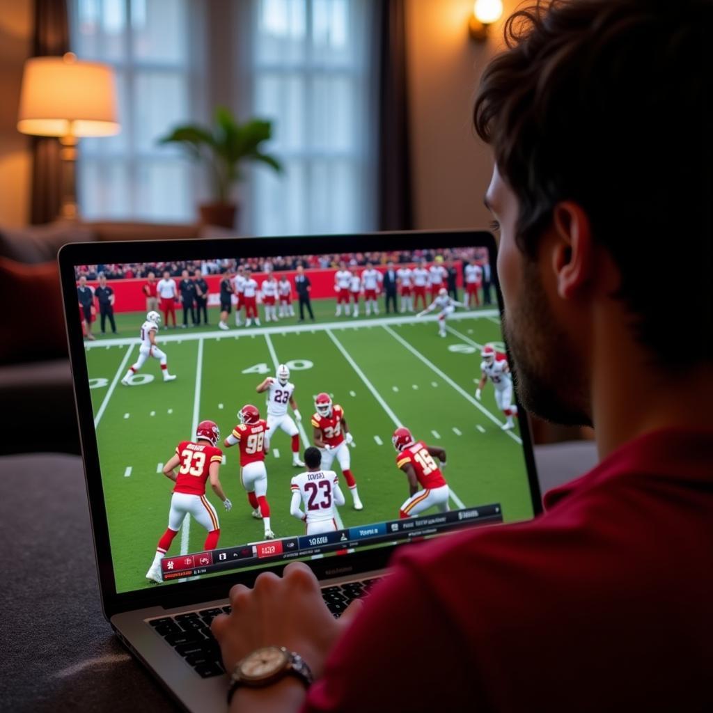 Streaming a Kansas City Chiefs game live on a laptop