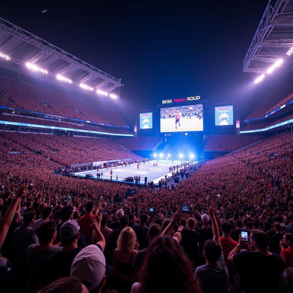 The crowd at Super Bowl LIV during the halftime show