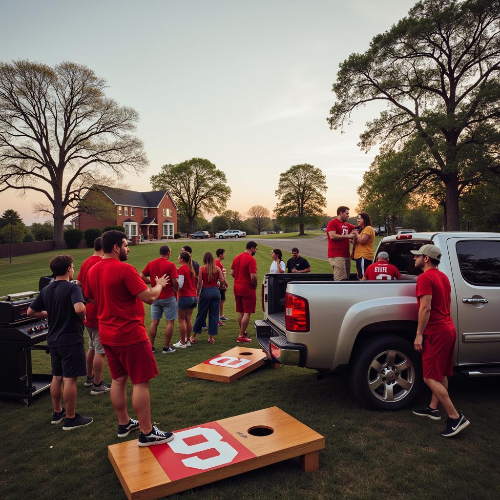 Tailgate Fans Listening to Buckeyes Game