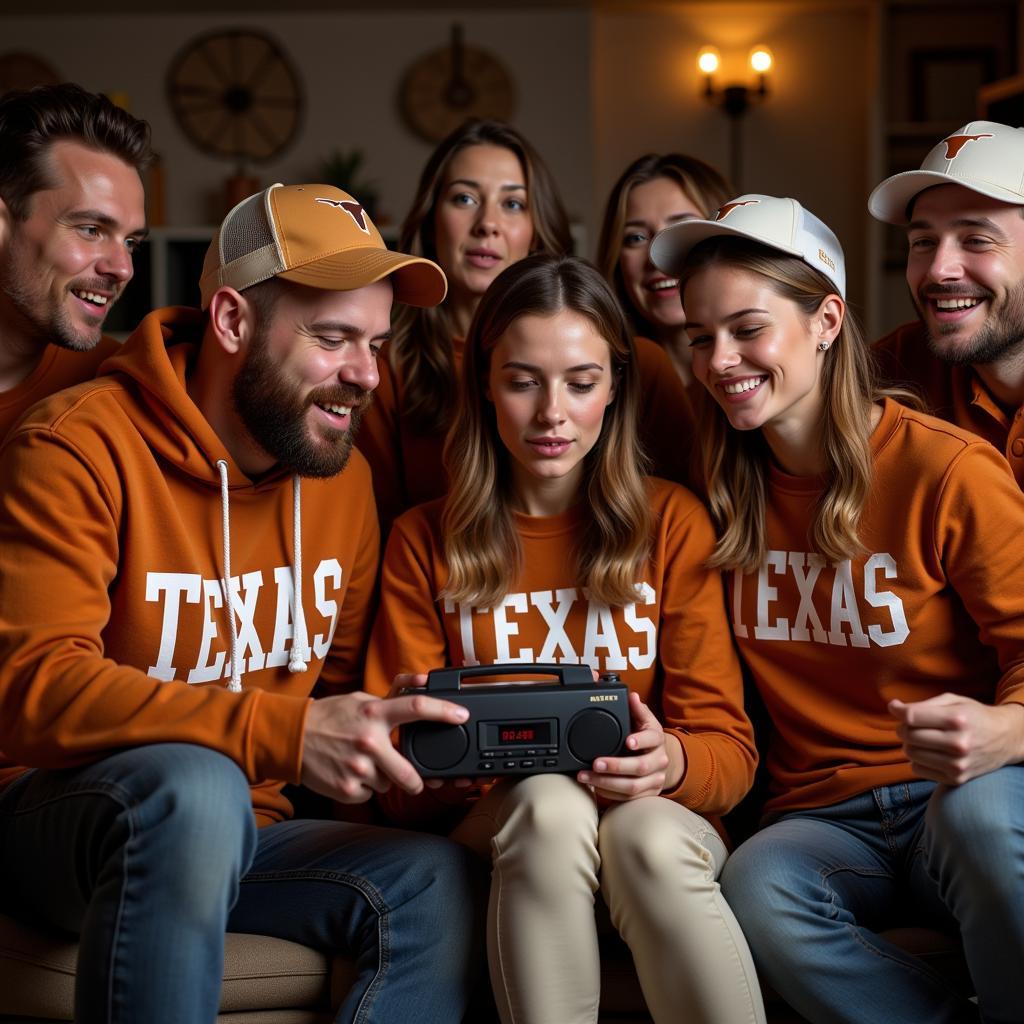 Texas Football Fans Listening to the Radio