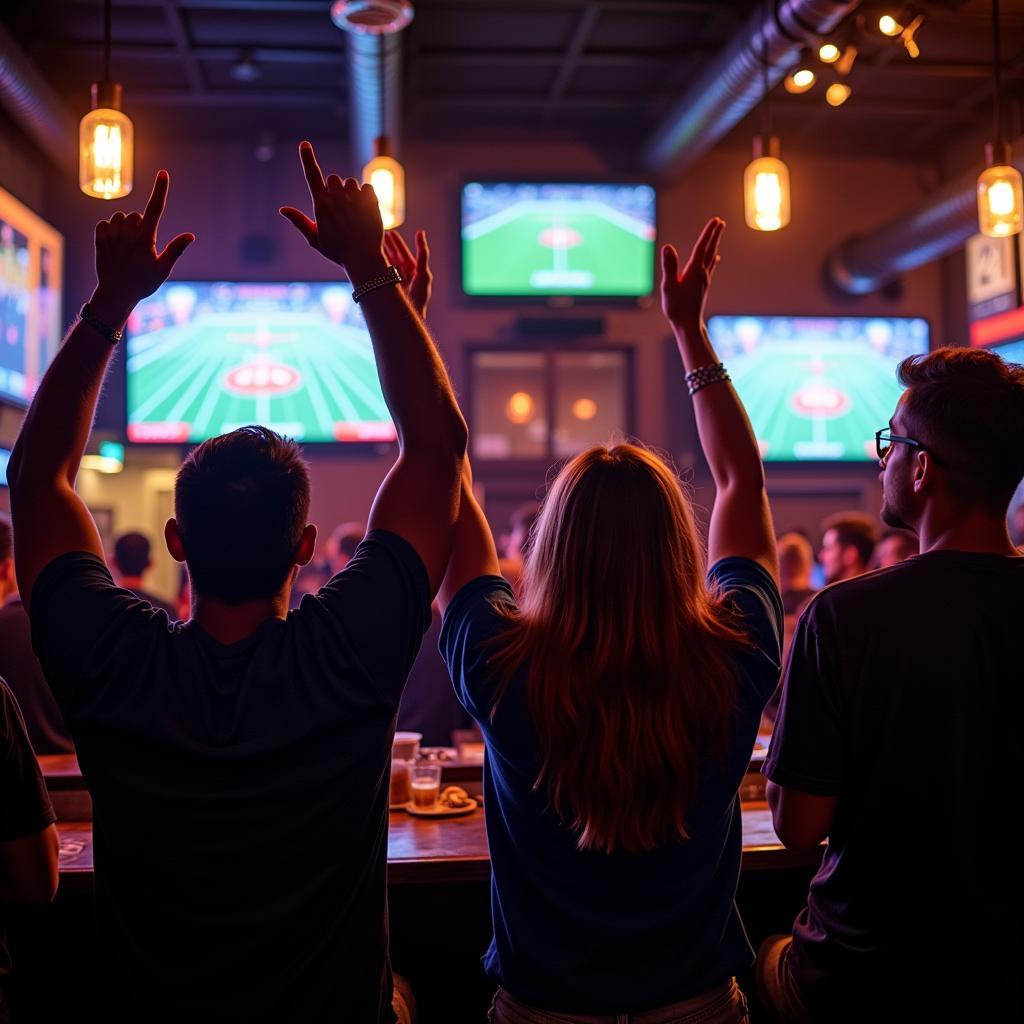 Fans Enjoying Thursday Night Football at a Bar