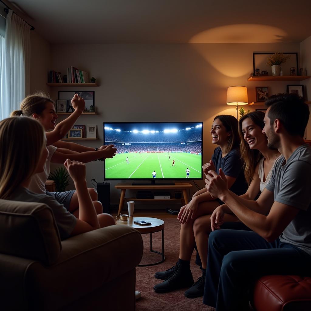 Watching Football on Television with Family and Friends