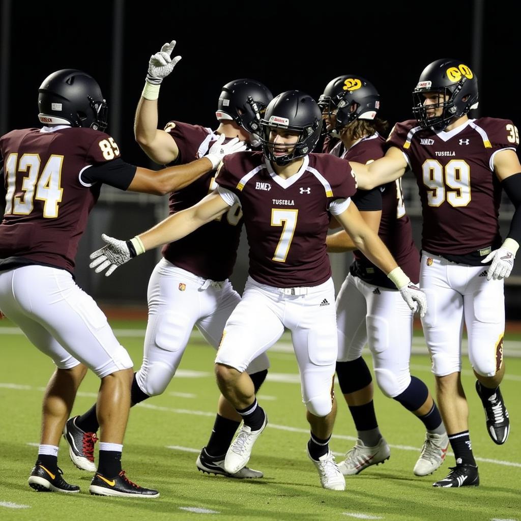 Tuscola High School Football Team Celebrating a Touchdown in 2017