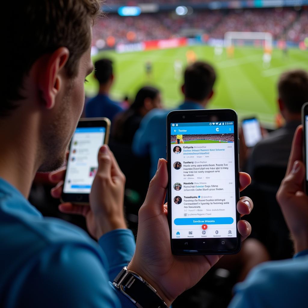 Fans Checking Live Football Updates on Twitter