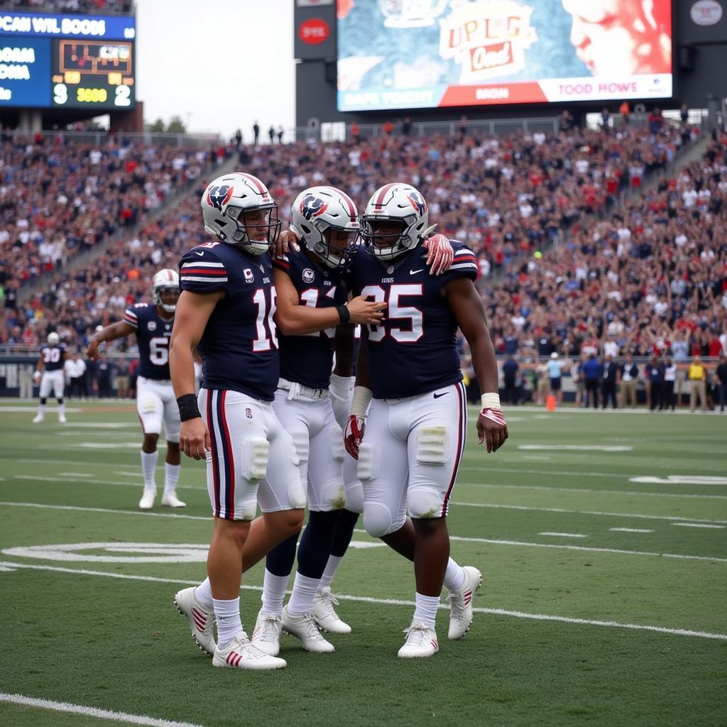 UConn Quarterback Celebrating a Touchdown