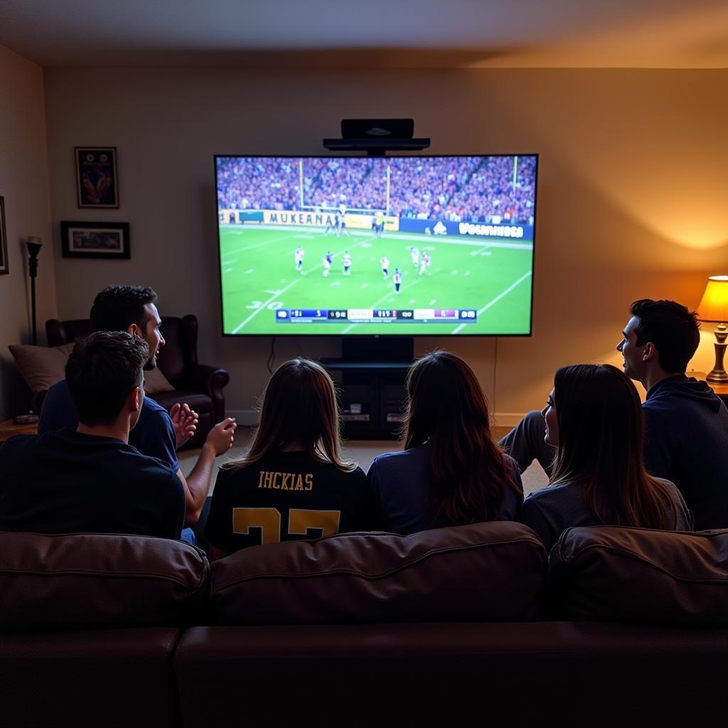 UW Football Fans Watching Live Stream Together