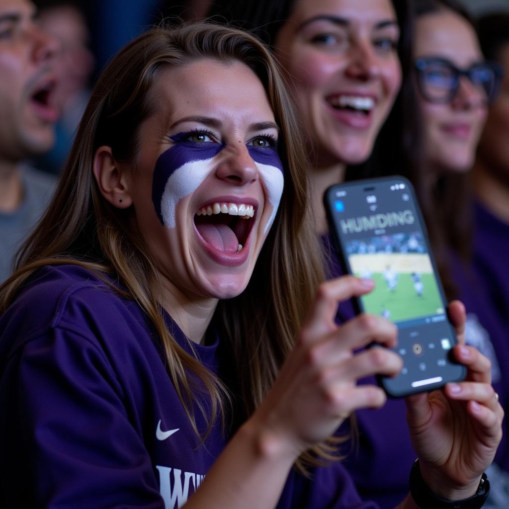 Washington Huskies Football Fan Enjoying Live Stream