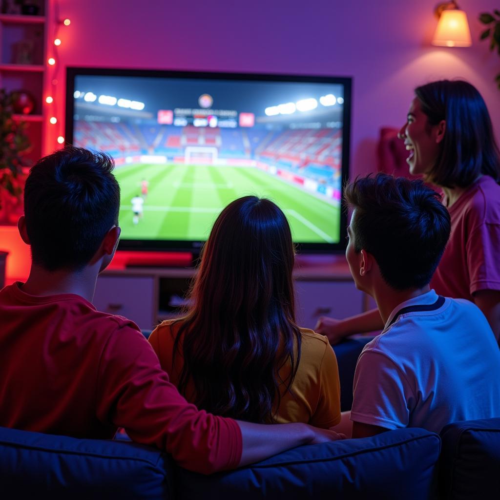 Fans Watching the Asian Football Cup Live Stream Together