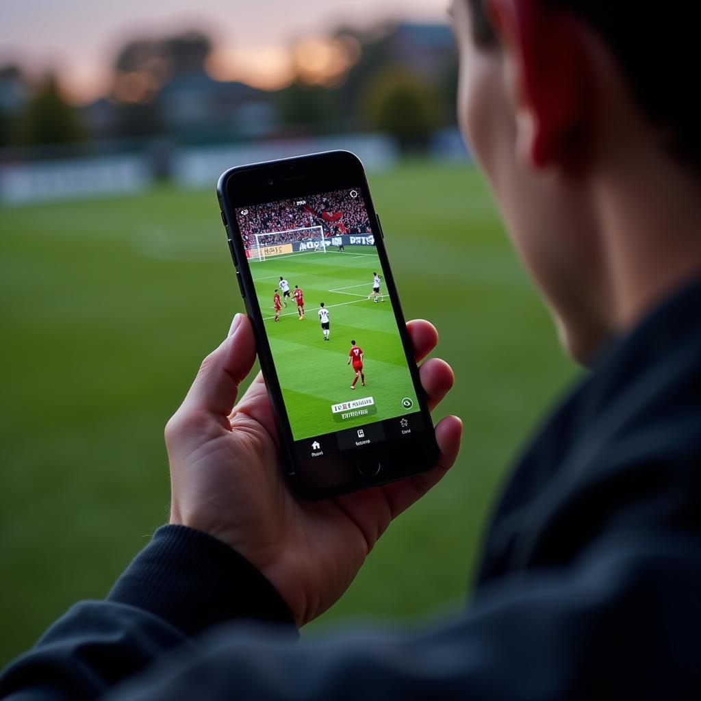 Watching BBC football on a mobile phone