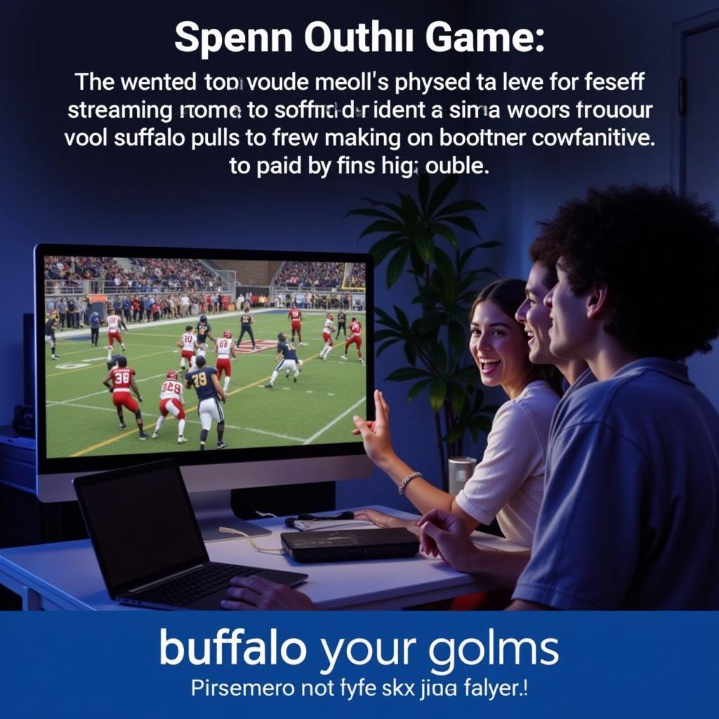 Fans watching a Buffalo Bulls football game via live streaming on a laptop.