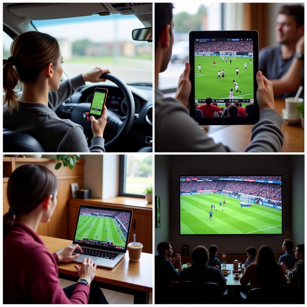 Watching a football game live on multiple devices