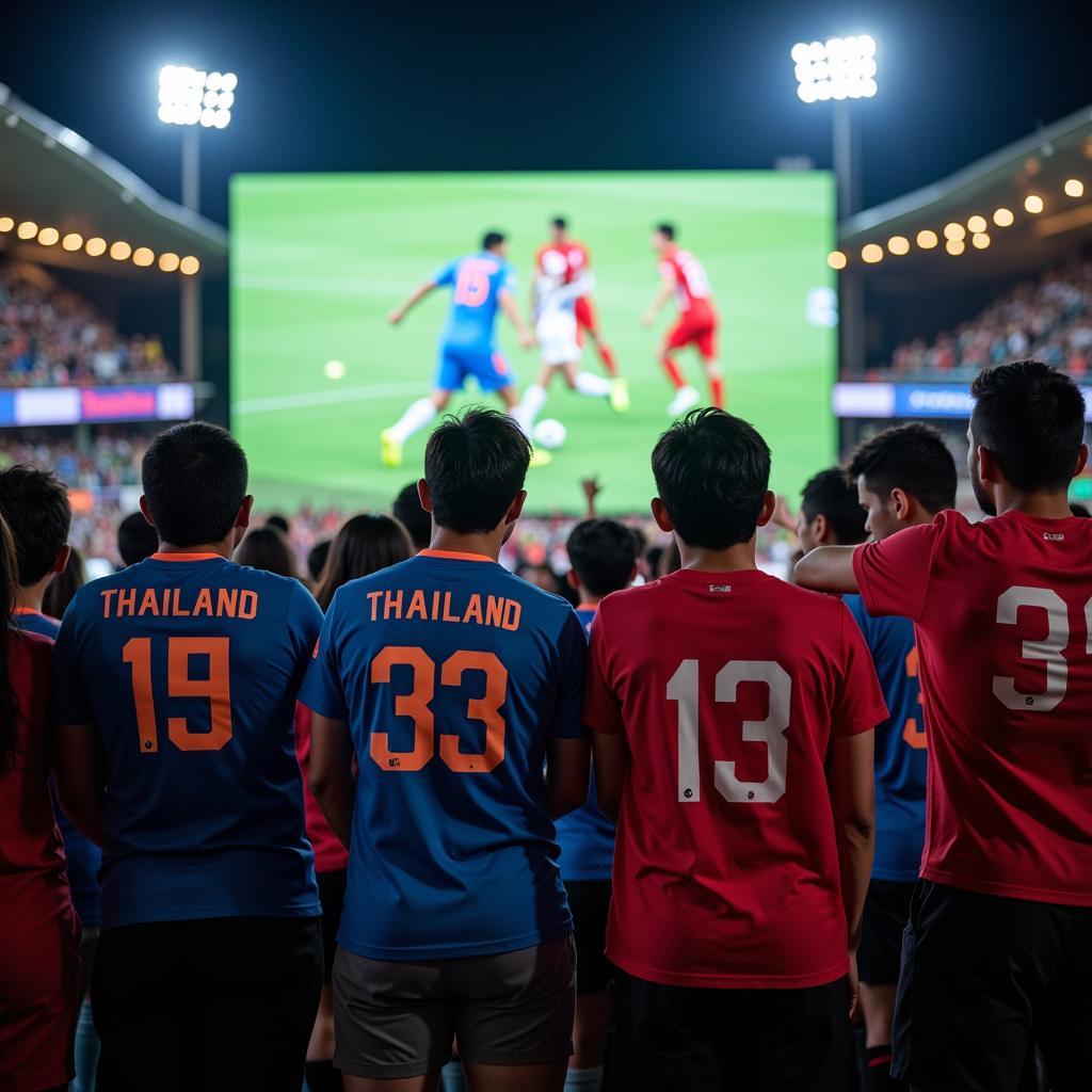 Fans watching a football live India vs Thailand match