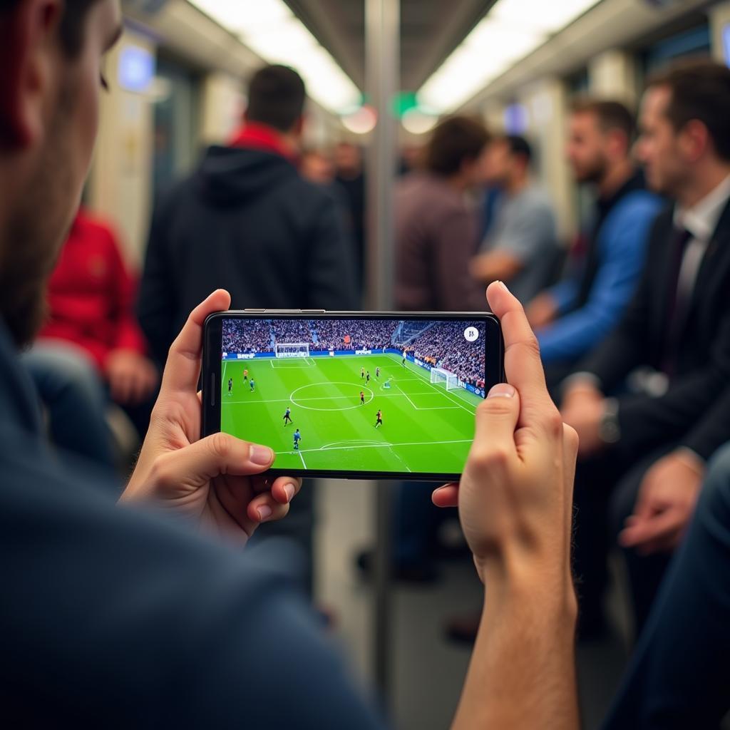 Watching football live TV on a mobile phone