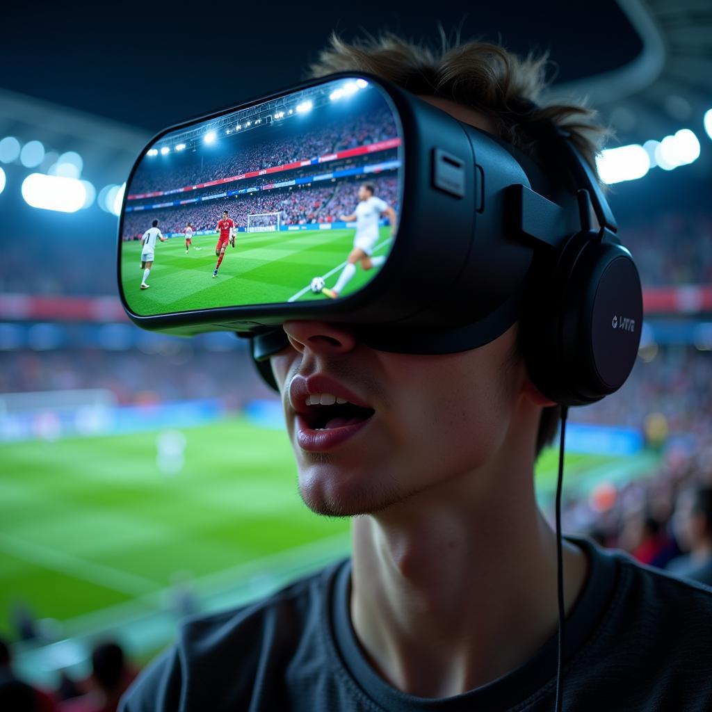 Watching Football Live with VR Headset