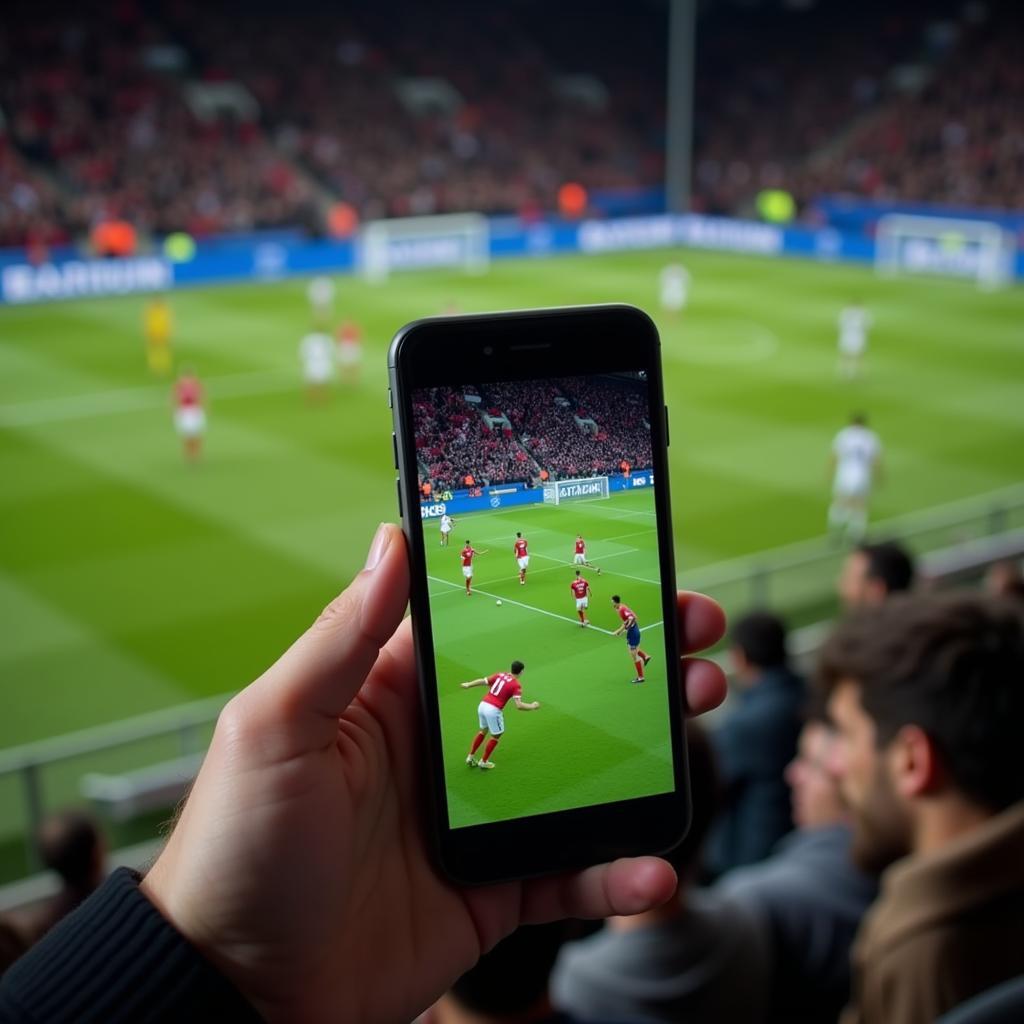 Watching football on a mobile phone