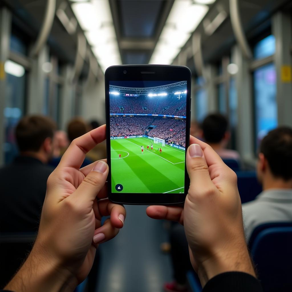 Watching live football on a mobile phone