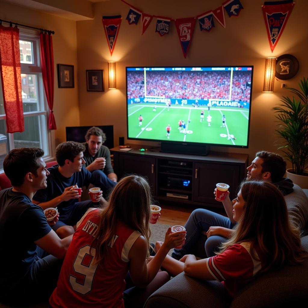 Watching live college football on a big screen television