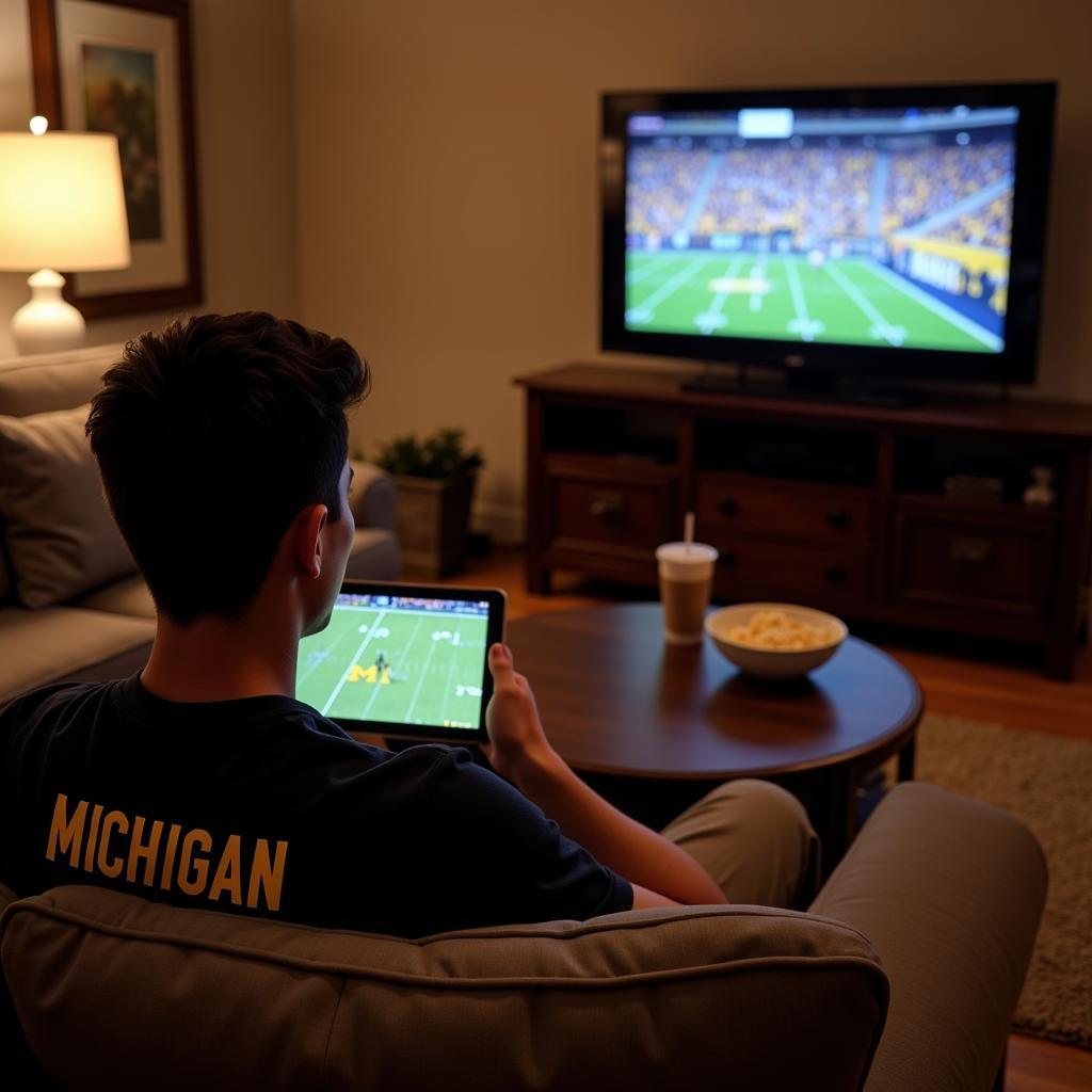 Streaming Michigan Football on Tablet at Home