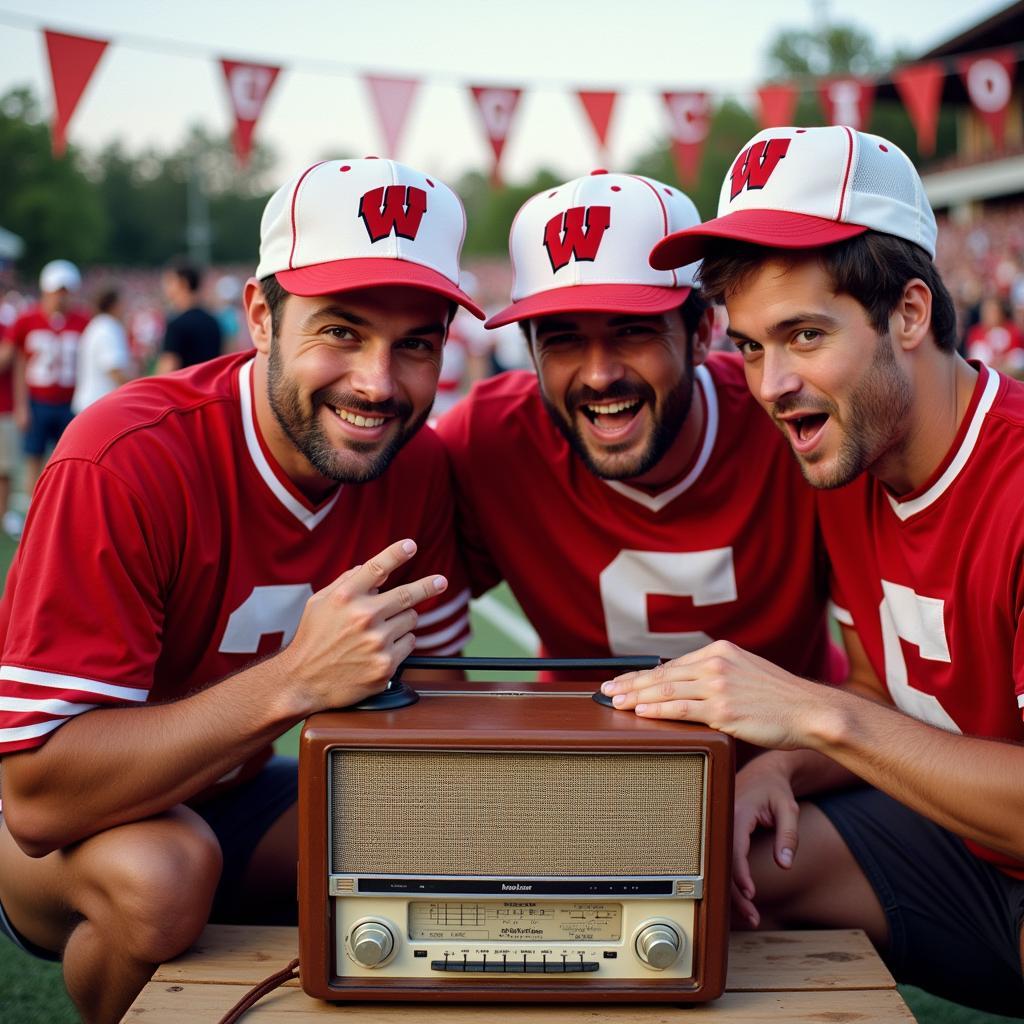 Wisconsin Badgers Fans Listening to the Game on the Radio