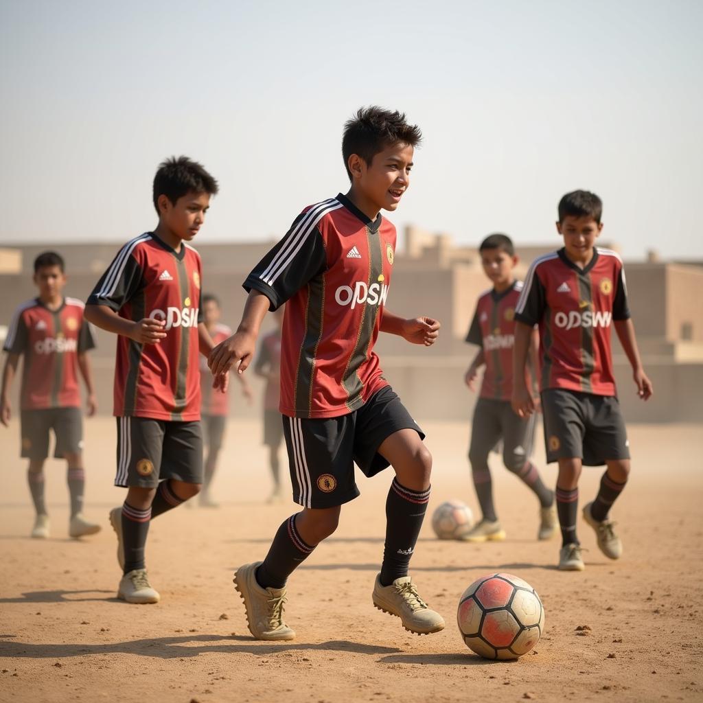 Young Afghan Football Players Training