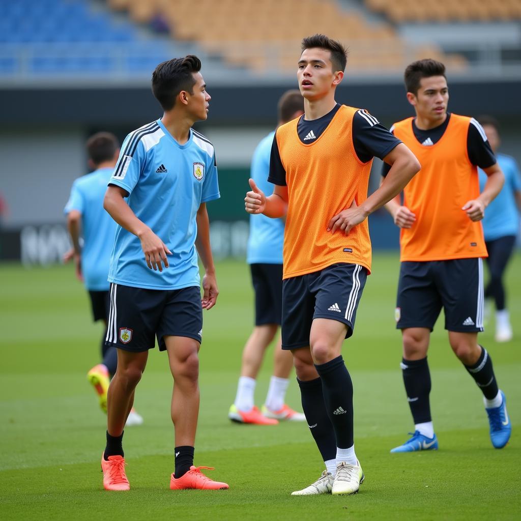 Young Argentinian Football Players Training