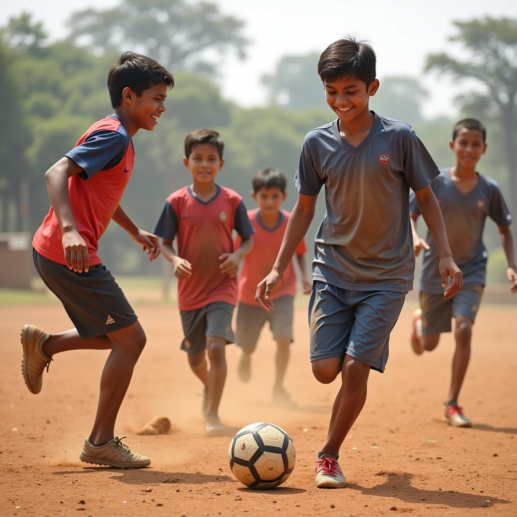 Young Bangladeshi Footballers Playing