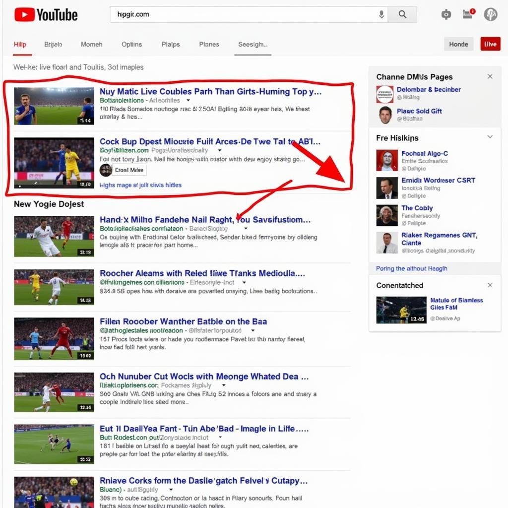 YouTube Live Football Search Results