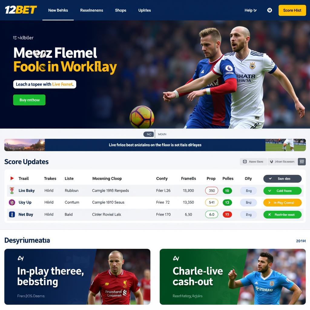 12bet Live Football Betting Screen