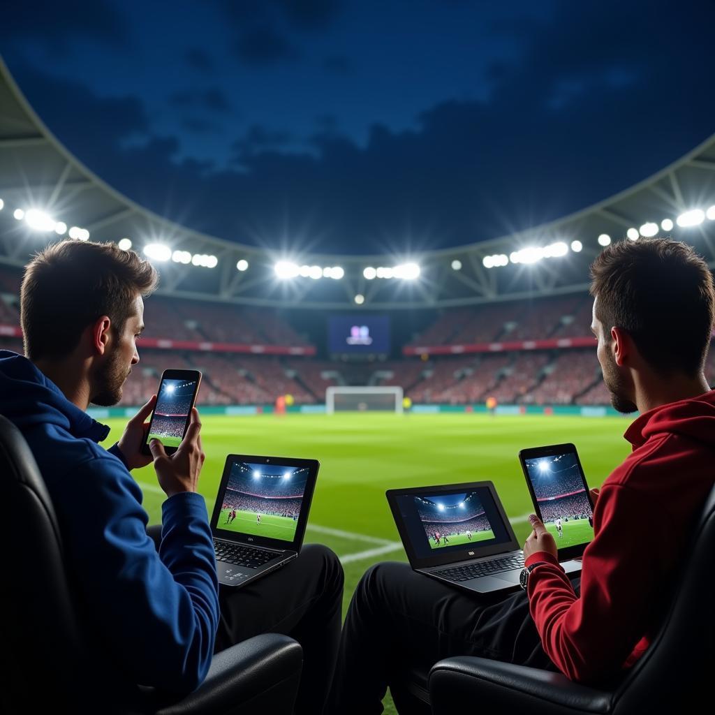 Fans Watching Football on Mobile Devices