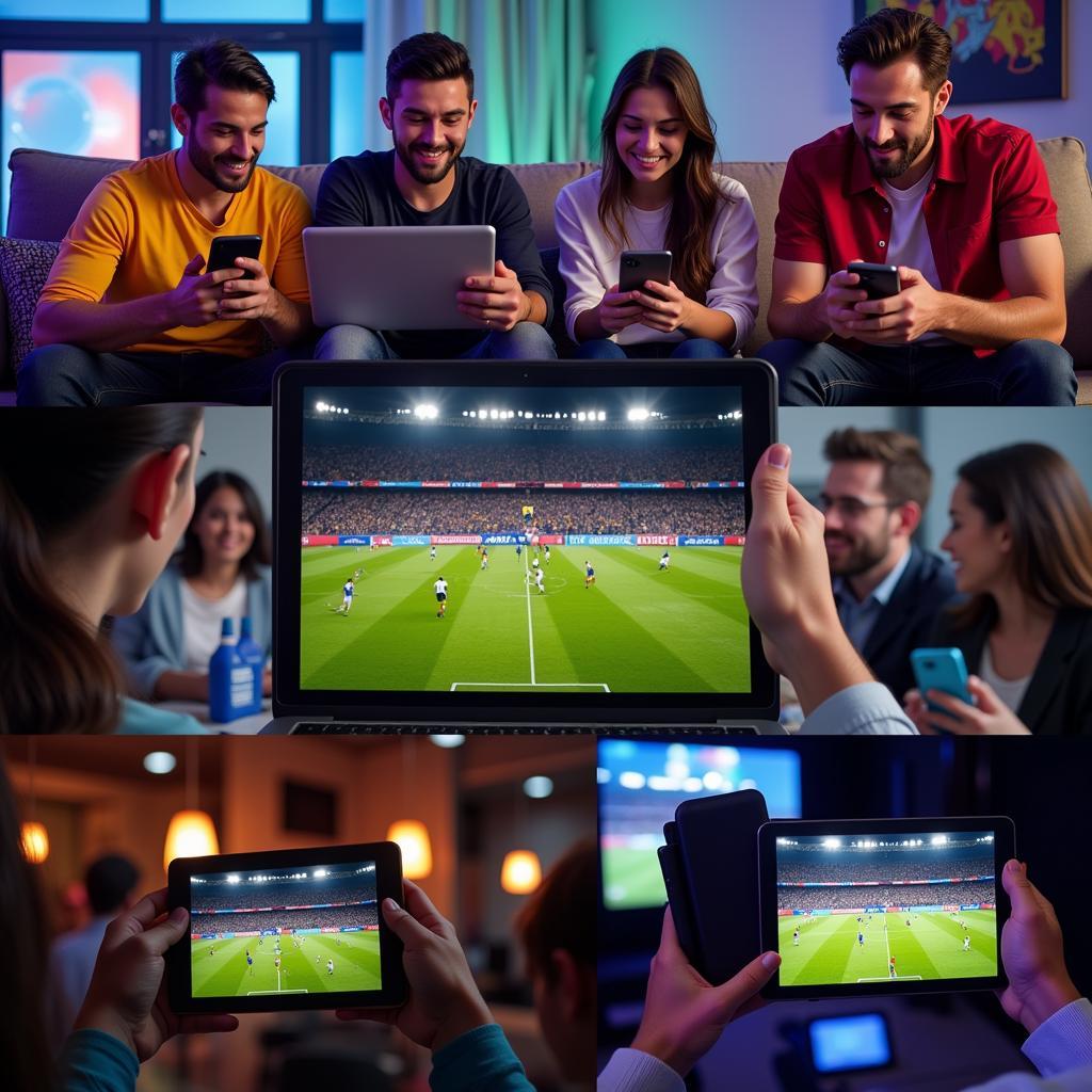 Fans watching AFF football live stream on various devices