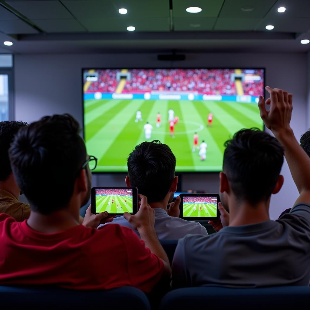 Al Ain live match streaming: Fans watching a thrilling game on their devices.