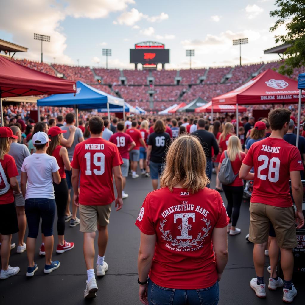 Alabama and Auburn fans tailgating before the Iron Bowl