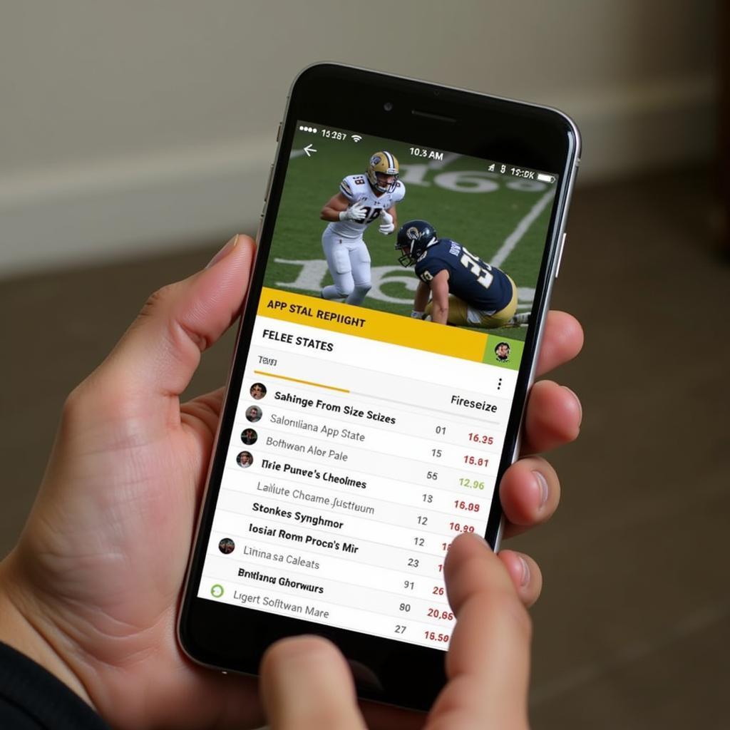 App State Football Live Stats on Mobile