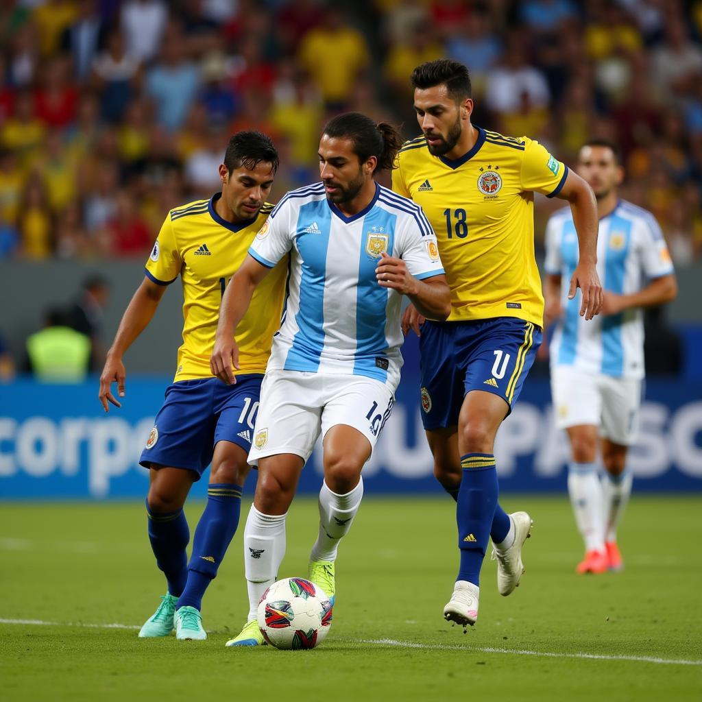 Argentina and Colombia clash during a heated Copa America match