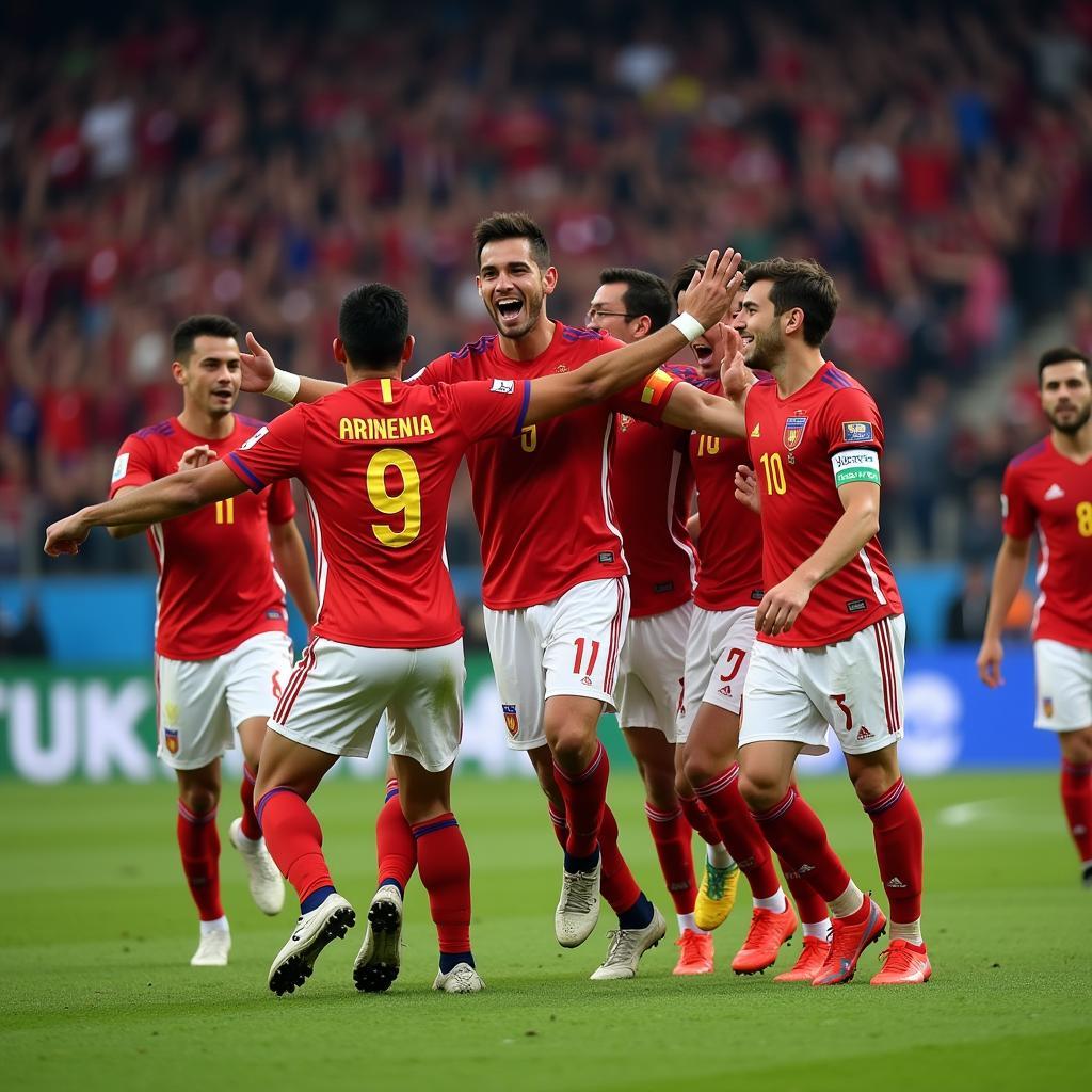 Armenian National Team Celebrates a Goal