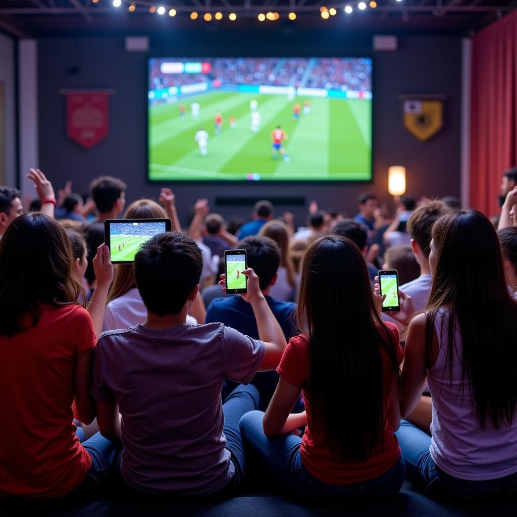 Fans watching Asia football live streaming on their devices