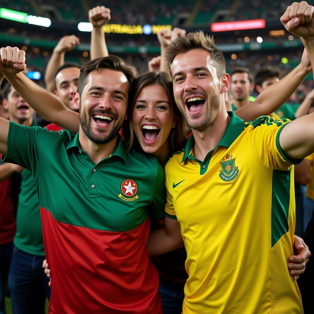 Bangladesh and Australian Football Fans Celebrating