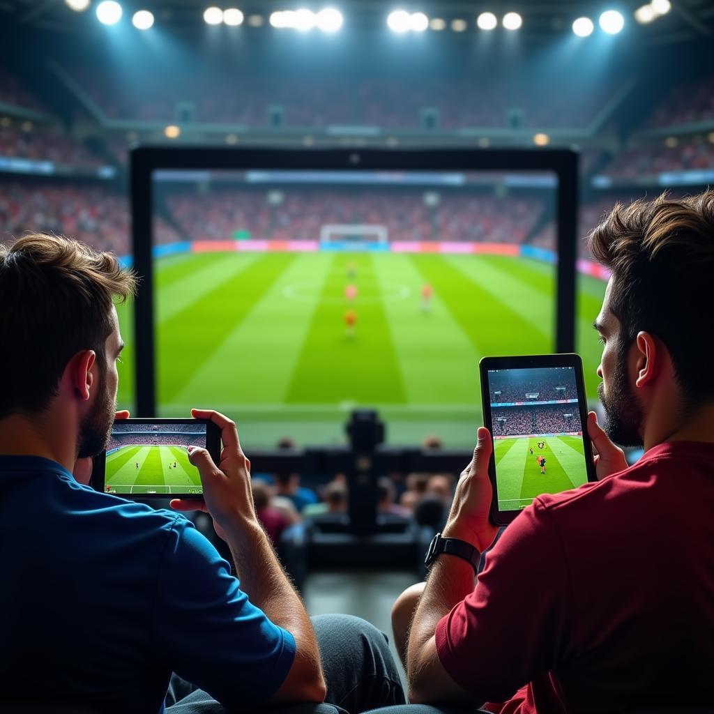 Bangladesh India Football Live Streaming - Fans watching the match on their mobile devices, illustrating the accessibility of live football streaming.