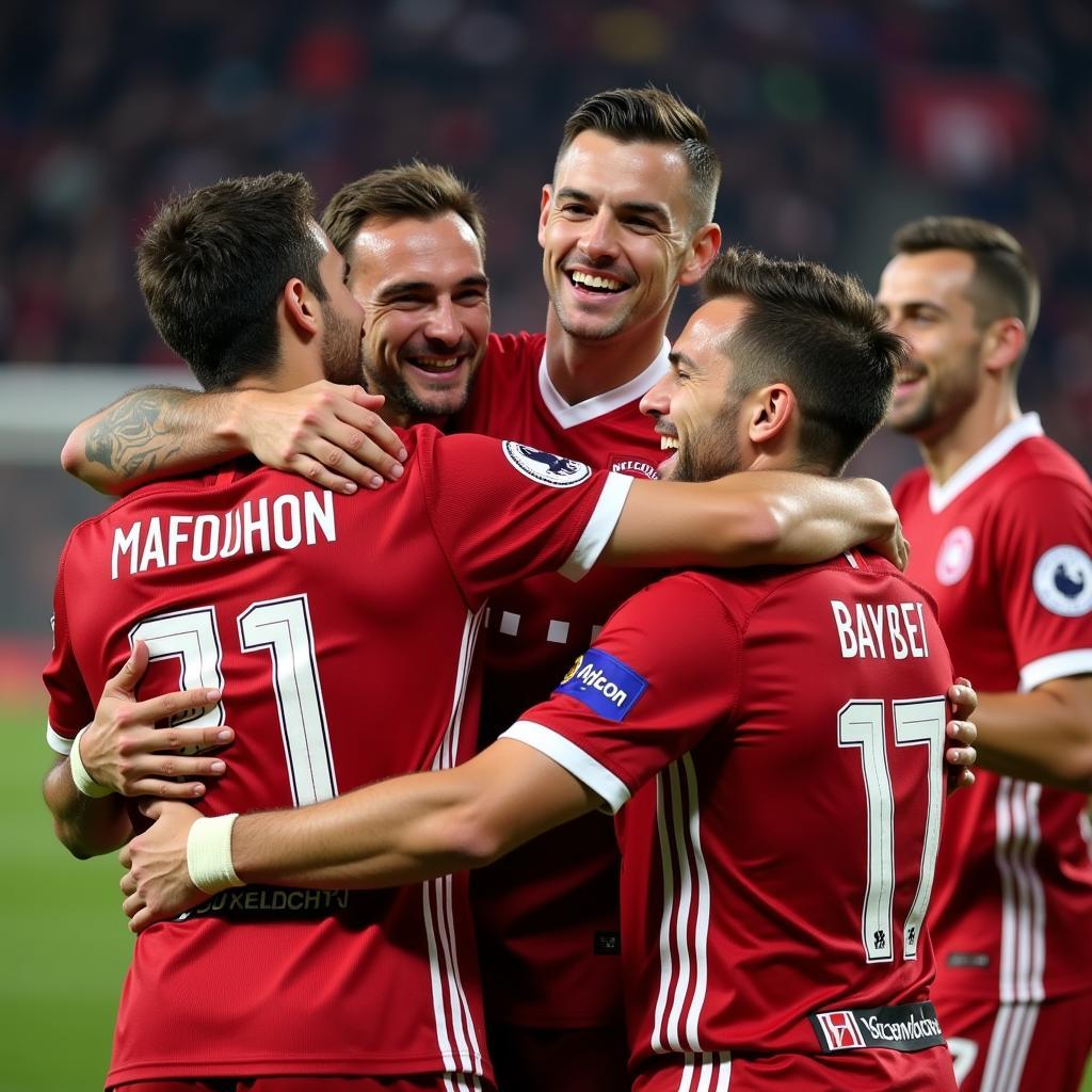 Bayern Munich players celebrating a victory