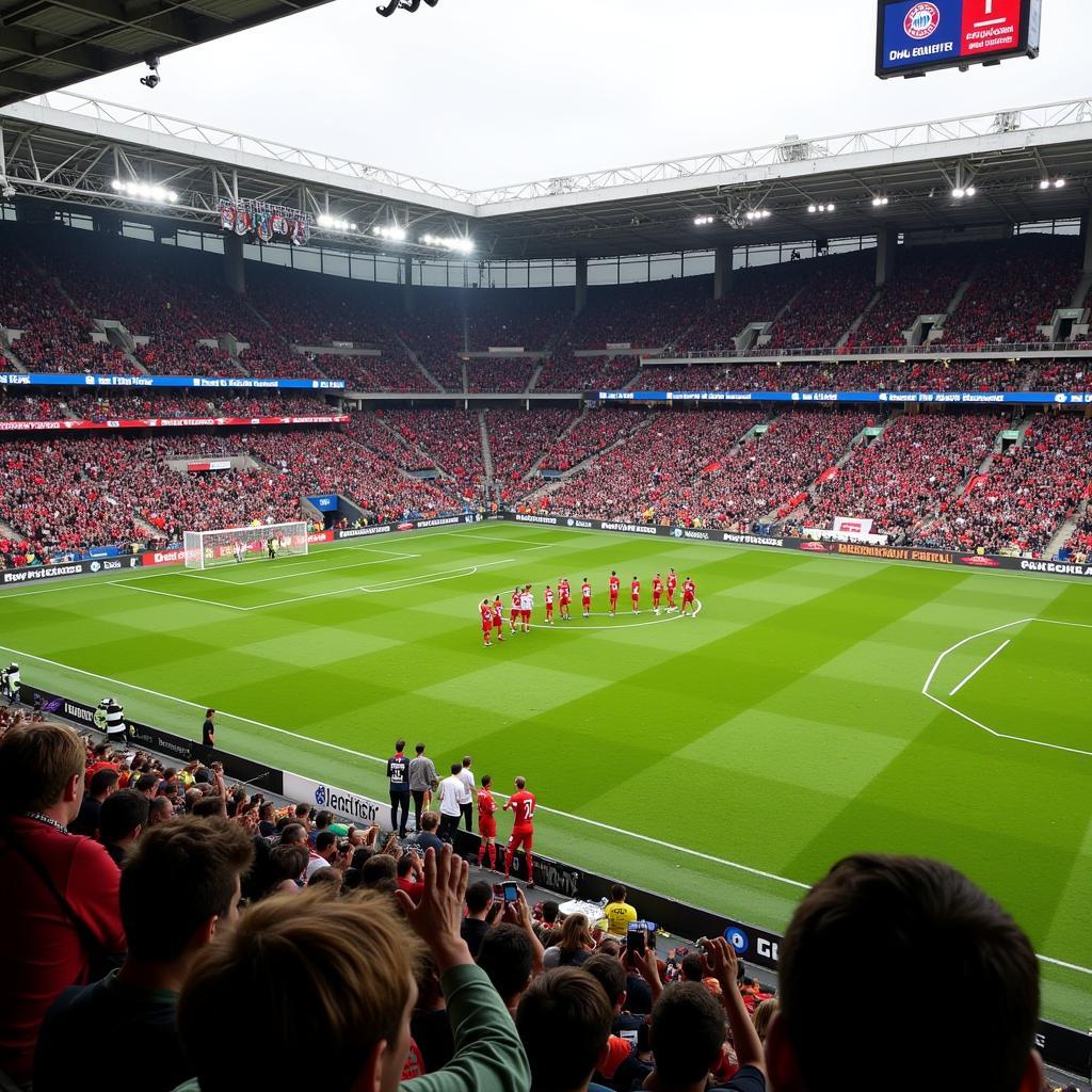 Bayern and Wolfsburg players shaking hands after the match