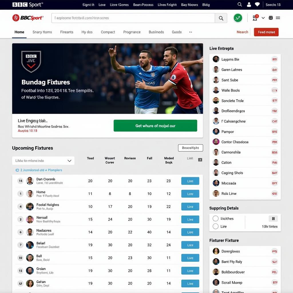 BBC Sport Football Live Scores Interface