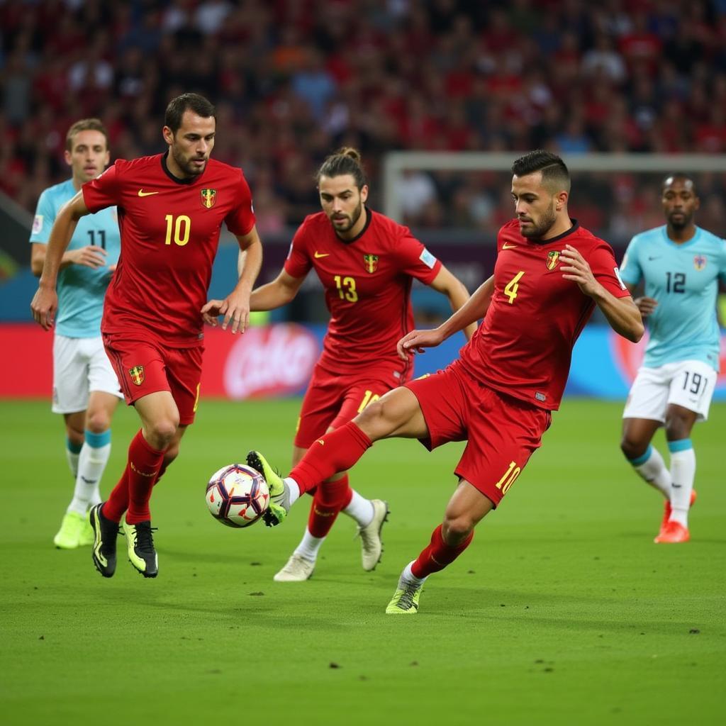 Belgian players executing a swift attacking move