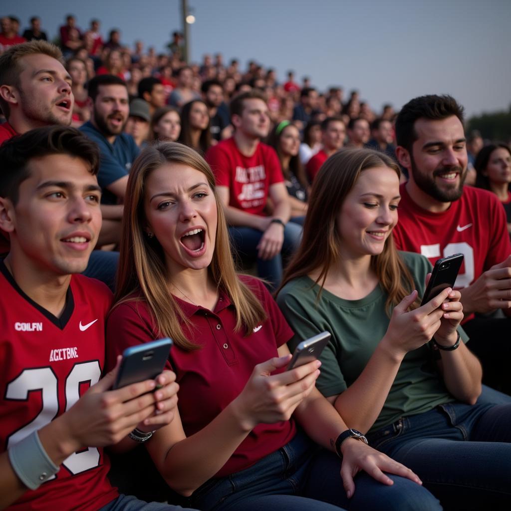 Fans checking live scores on their phones