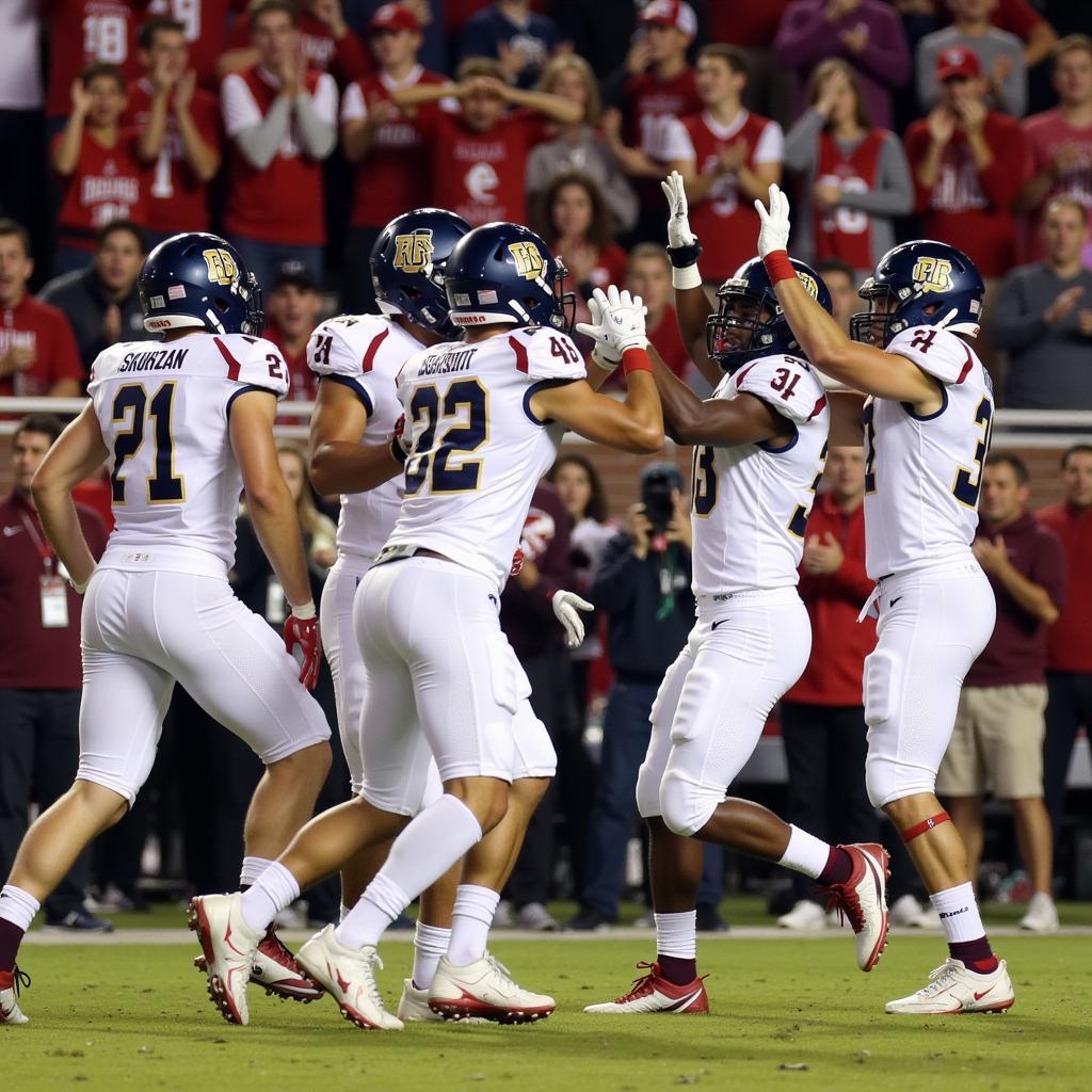 Bentonville Tigers Football Team Celebrating a Touchdown