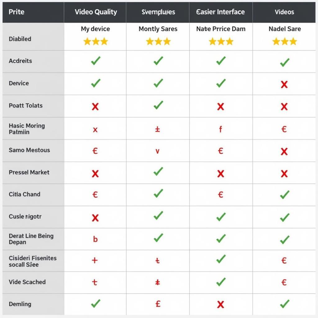 Comparison chart of the best free platforms for streaming live football.