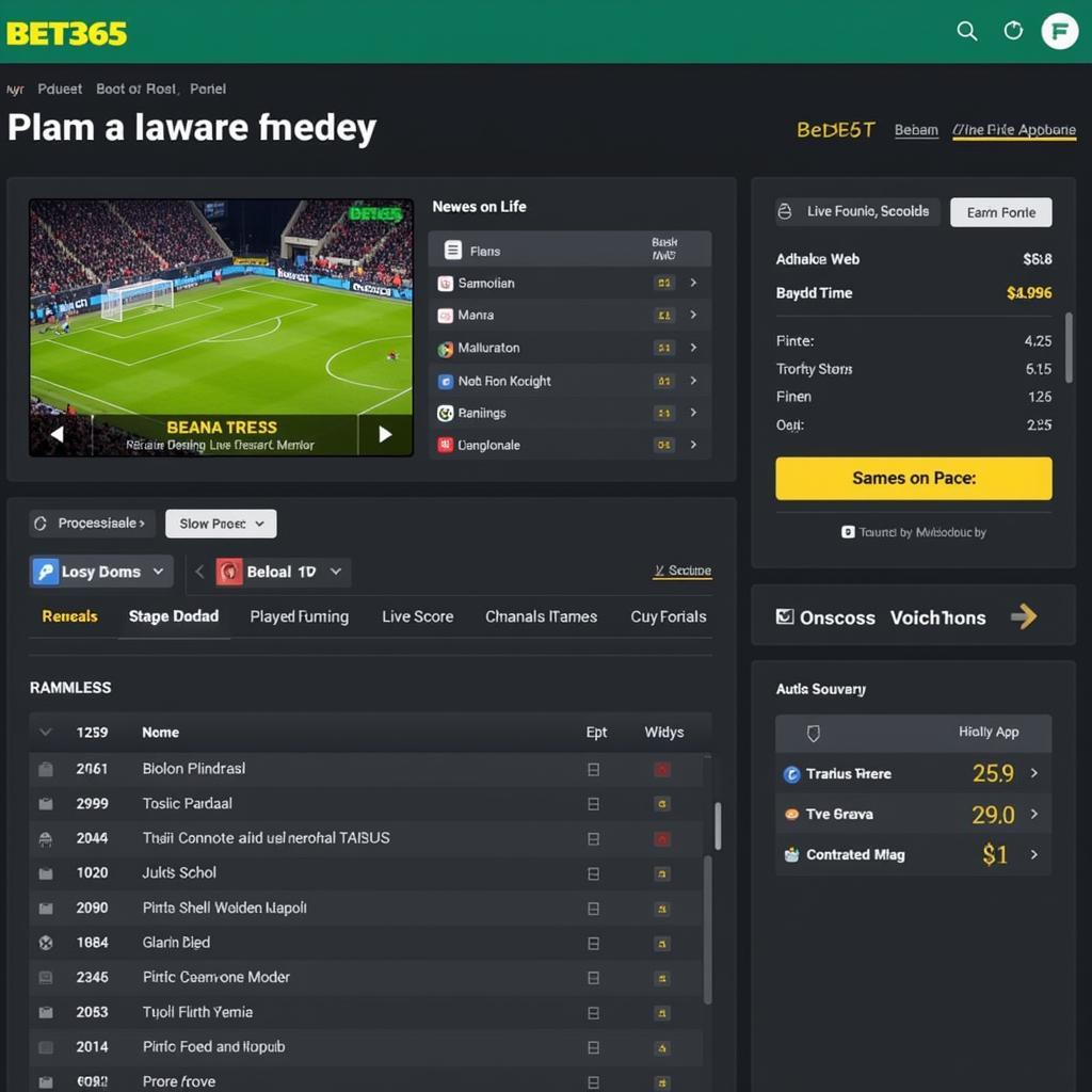 Bet365 Live Football Streaming Interface