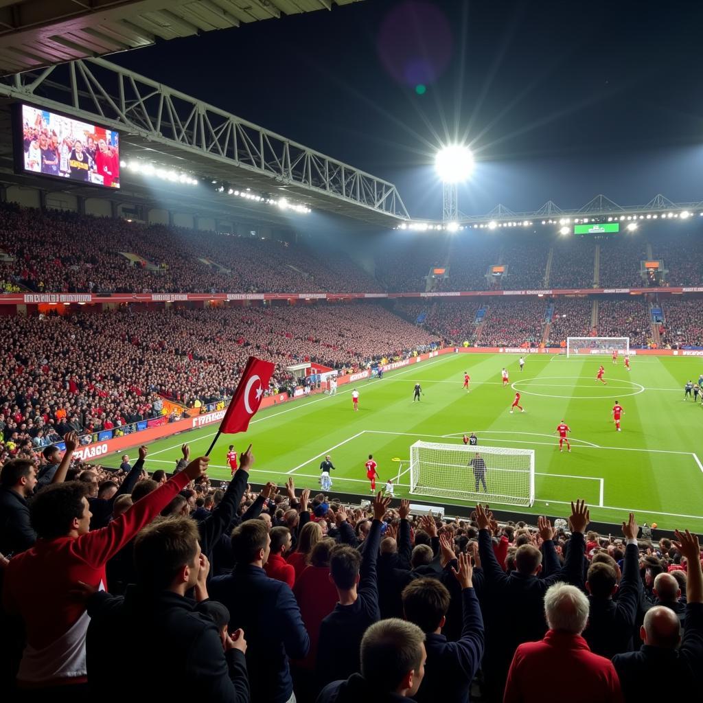 Fans celebrating a goal on Boxing Day