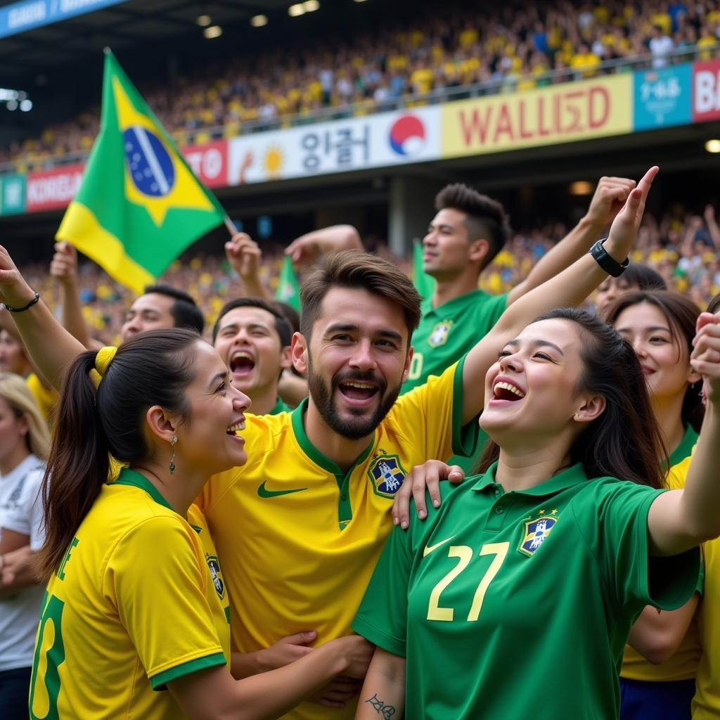 Brazilian and Korean Fans Celebrating